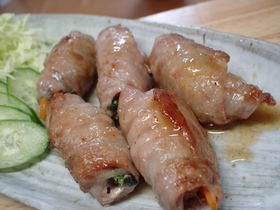 豚肉の野菜巻きお酢のソースで♪