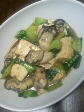 牡蠣&豆腐&チンゲン菜の中華風炒め