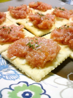 簡単おつまみ☆まぐろのカナッペ