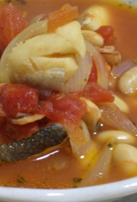 たらと大豆水煮のトマトスープ
