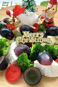 カマンベールぶどうのクリスマスカラー前菜