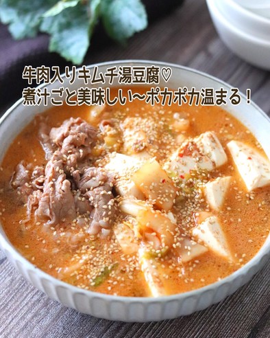 牛肉入りキムチ湯豆腐の写真