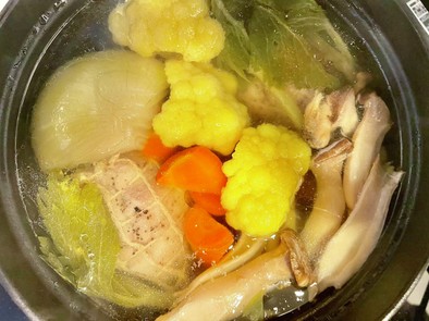 豚肩と野菜ときのこのスープの写真