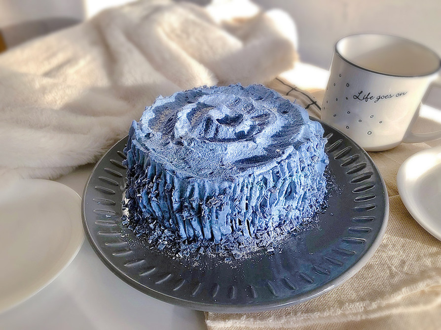 【クリスマスに】青い切り株ケーキの画像