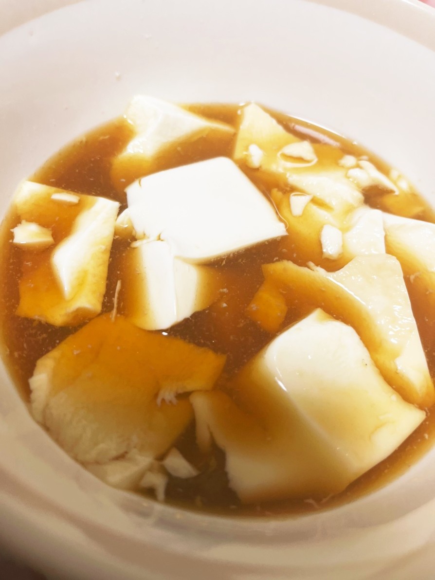 煮干しとお醤油のレンチン湯豆腐の画像