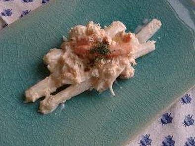 ホワイトアスパラガス＆蟹缶の柚子マヨ和えの写真