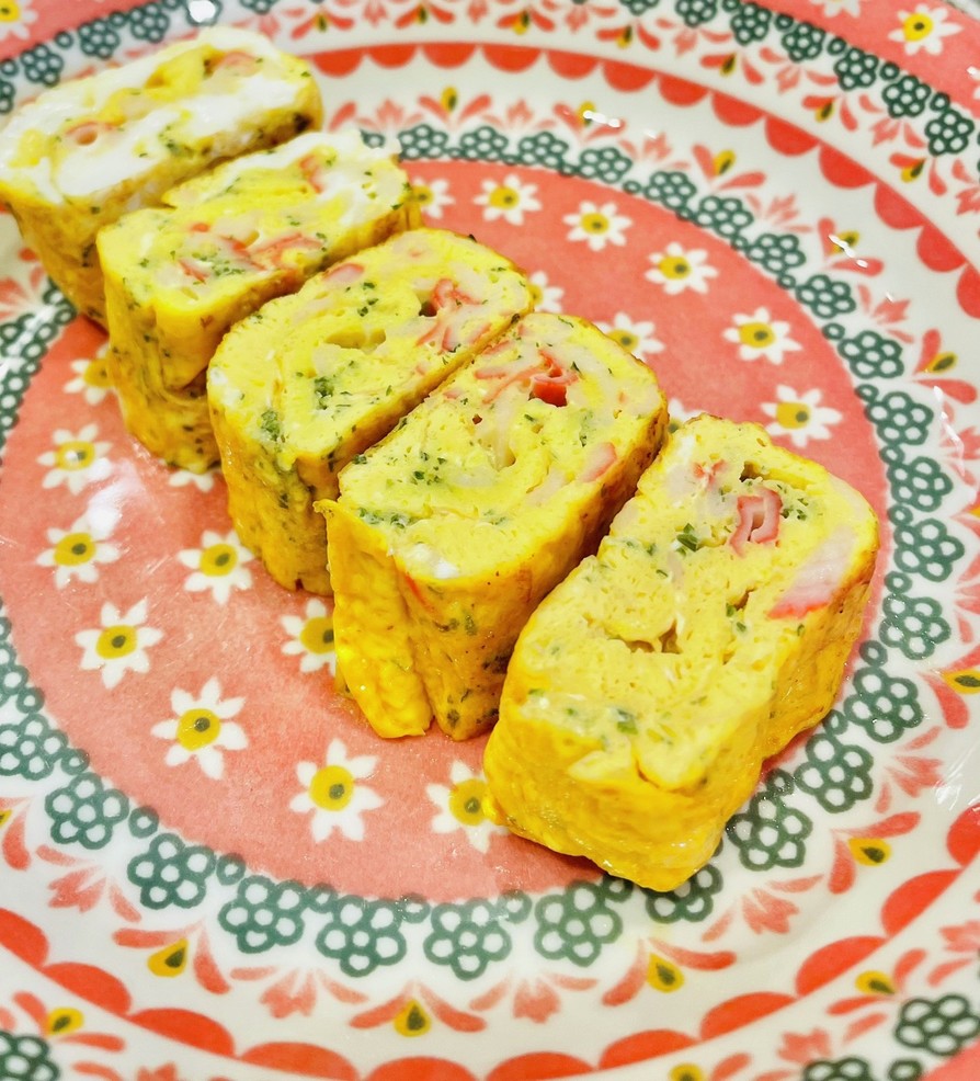 ほっこりお弁当♡カニカマとパセリの卵焼きの画像