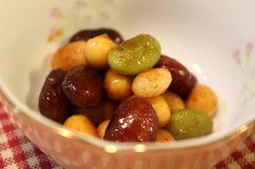 簡単☆彩りお豆の和風炒め