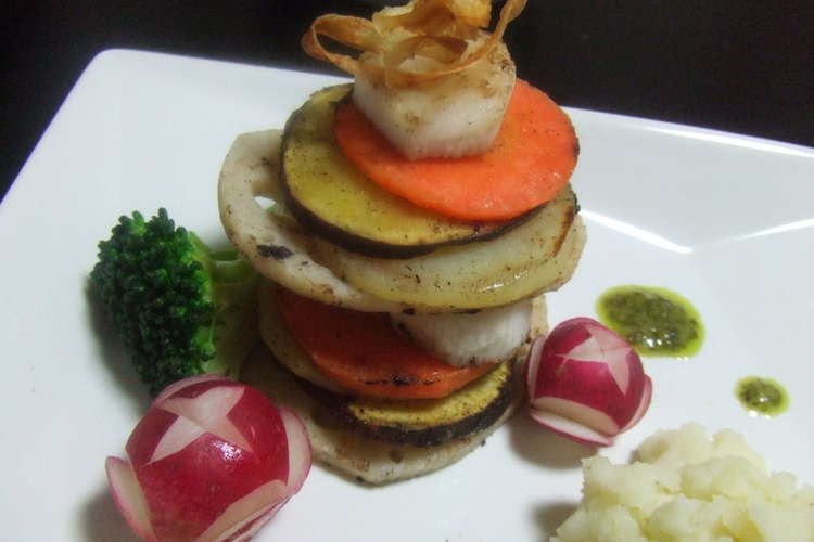 簡単付け合わせ 焼き野菜のサラダタワー レシピ 作り方 By きょはく クックパッド 簡単おいしいみんなのレシピが352万品