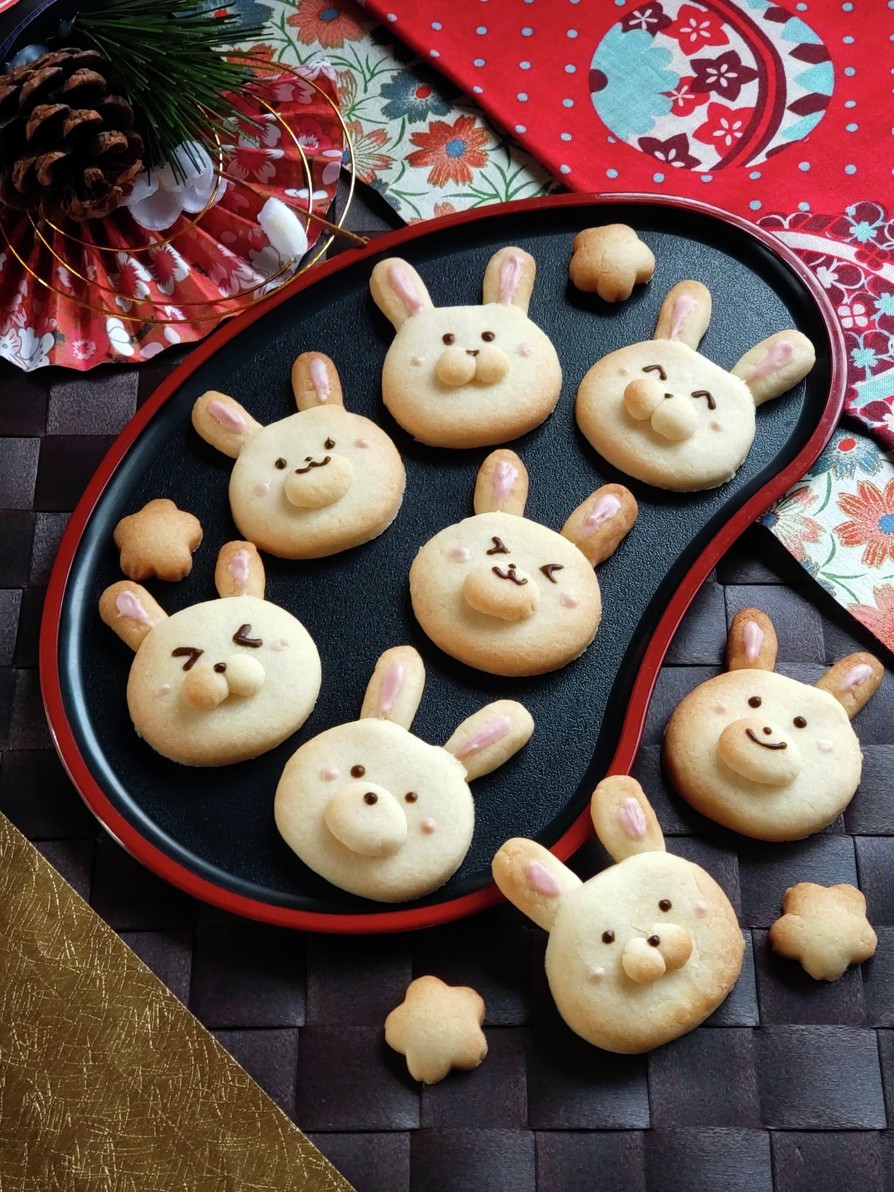 お正月・お年賀に☆簡単うさぎクッキー。の画像