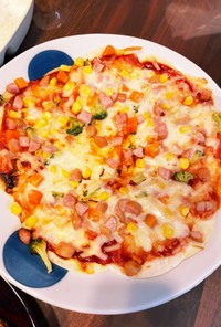 餃子の皮ピザ　〜ケチャップソース〜
