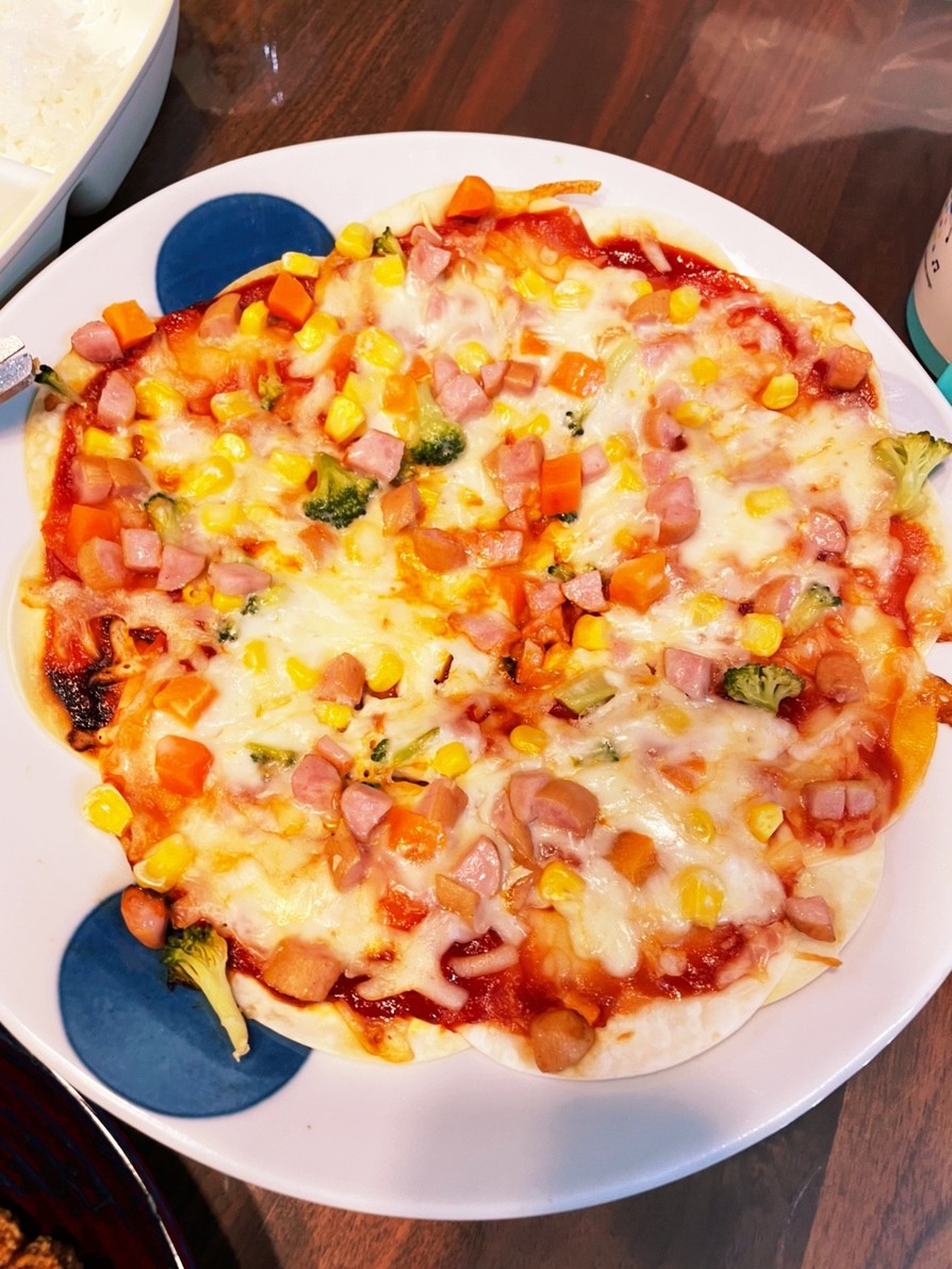 餃子の皮ピザ　〜ケチャップソース〜の画像