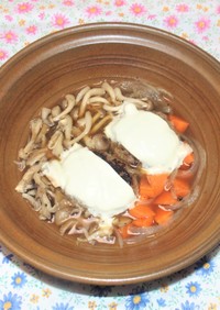 【一人鍋】オニオングラタン土鍋ハンバーグ