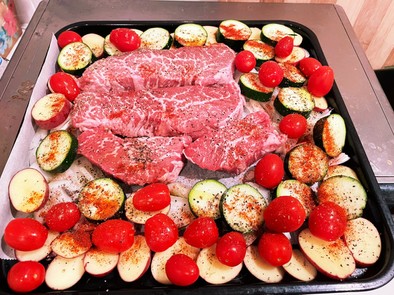 ステーキ&焼き野菜イタリアン風の写真