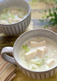 5分で出来る！白菜と豆腐のクリームスープ