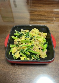 小松菜と豚肉の卵とじ