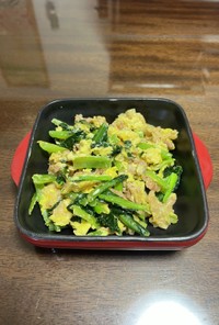 小松菜と豚肉の卵とじ