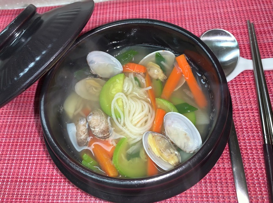 韓国⭐︎アサリ麺スープ  바지락 국수の画像