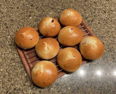 ホームベーカリーでこねる丸パン型ベーグルの写真