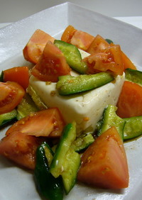 豆腐とトマトときゅうりのノンオイルサラダ