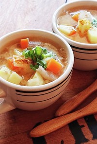 5分で完成〜★コロコロ野菜の味噌スープ