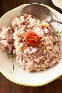 生米から作る玄米と雑穀のお粥
