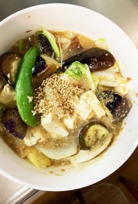 肉無根菜たっぷりおかか味噌煮味豆腐野菜炒