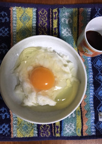 ( ∩_∩)長芋入り卵かけご飯(´～｀)