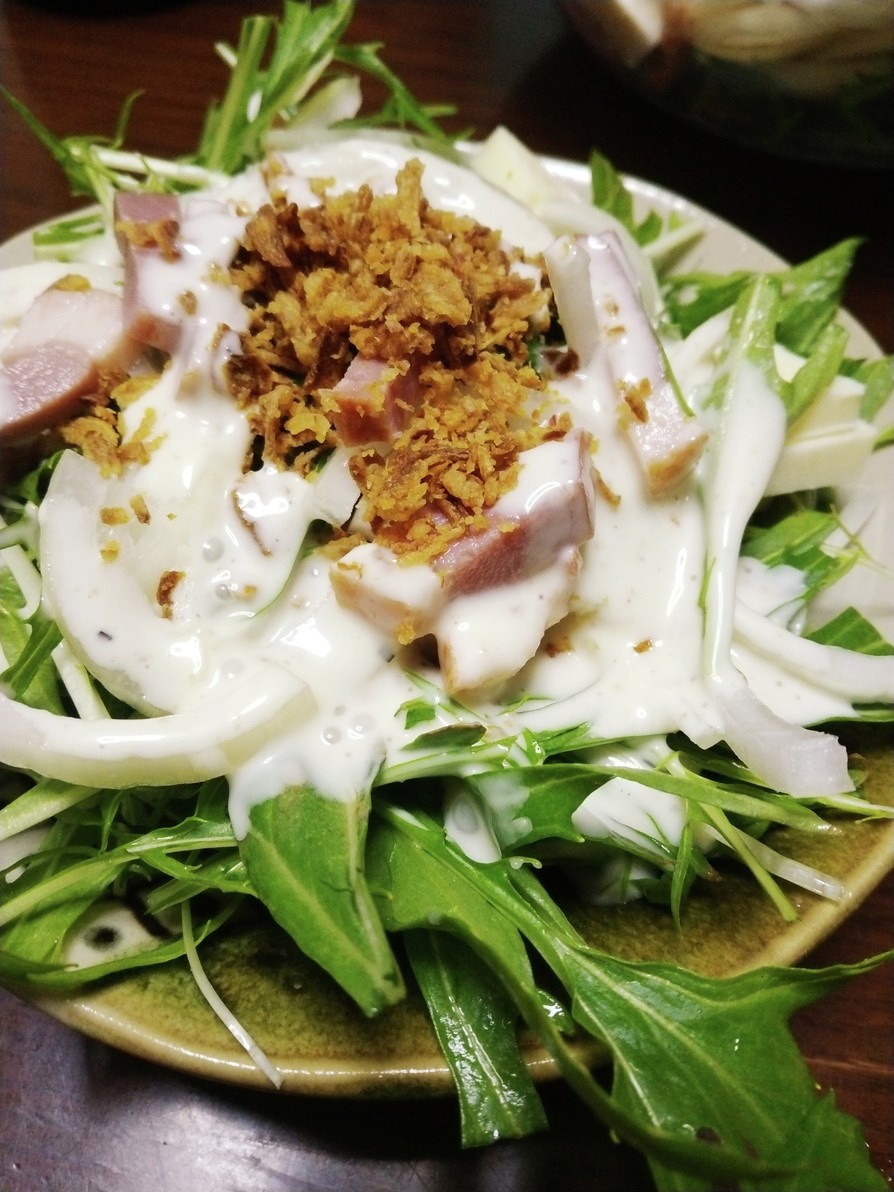 水菜と鴨肉のシーザーサラダの画像