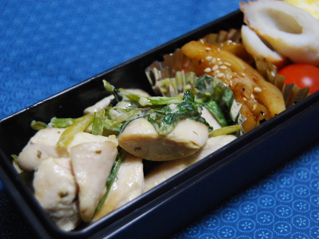 小松菜と鶏ささみ肉のタルタル炒めの画像