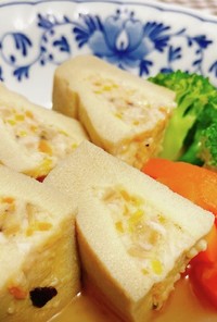 高野豆腐のミンチ詰め煮