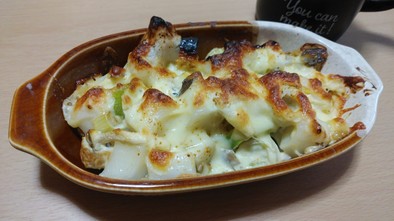 ズボラ飯：お餅の味噌マヨチーズ焼きの写真