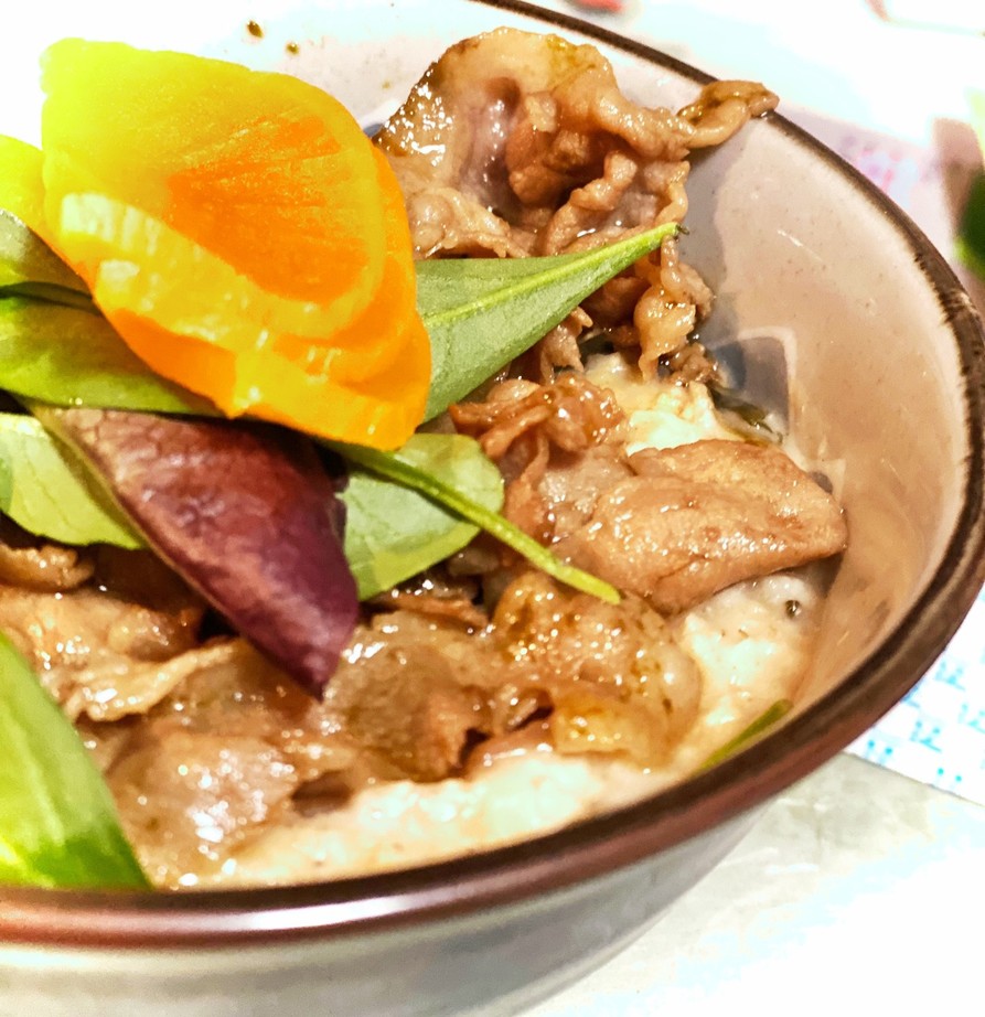 緑茶豚肉オートミール丼の画像