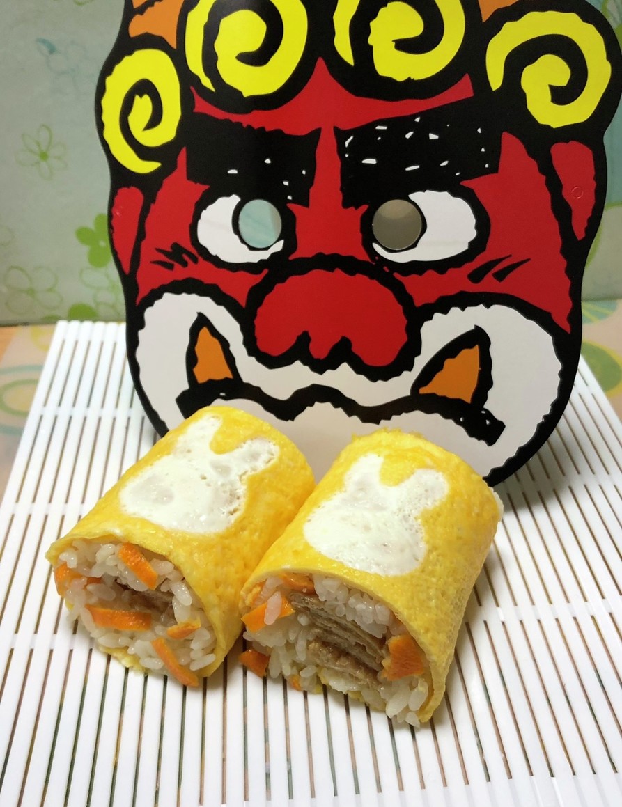 うさぎ年の節分恵方巻きみかんの皮稲荷寿司の画像