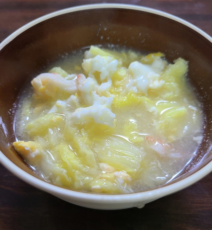 お味噌汁3(白菜とカニかまのかき玉汁)の画像