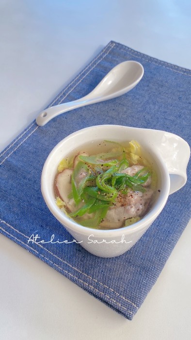 レンジで3分！豚肉と野菜の中華スープの写真