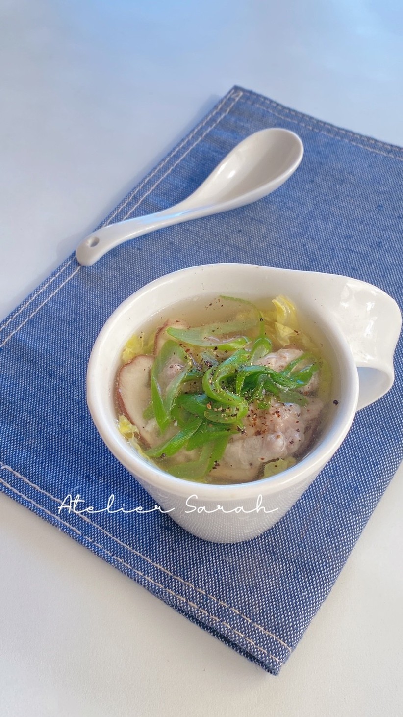 レンジで3分！豚肉と野菜の中華スープの画像