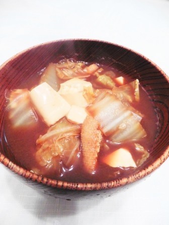 白菜と豆腐のお味噌汁の画像
