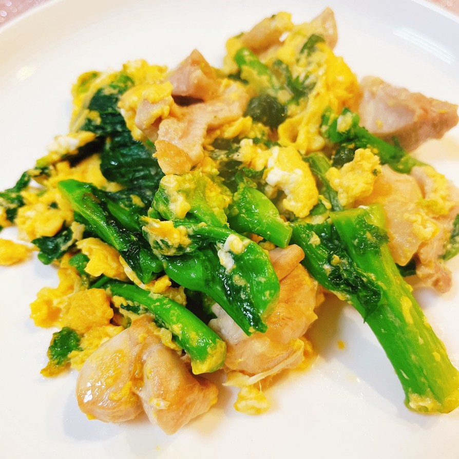 簡単旨辛♡菜の花と鶏肉と卵の中華炒めの画像