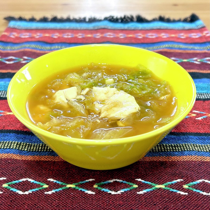 レタスと豆腐の中華風ピリ辛スープの画像