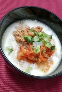 大根を食べるキムチ納豆スープ☆味噌豚骨風