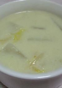 白菜と蕪の豆乳スープ