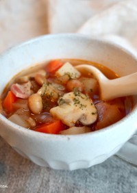 福豆リメイク塩糀野菜スープ