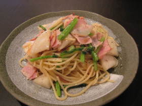 かぶとベーコンのパスタ
