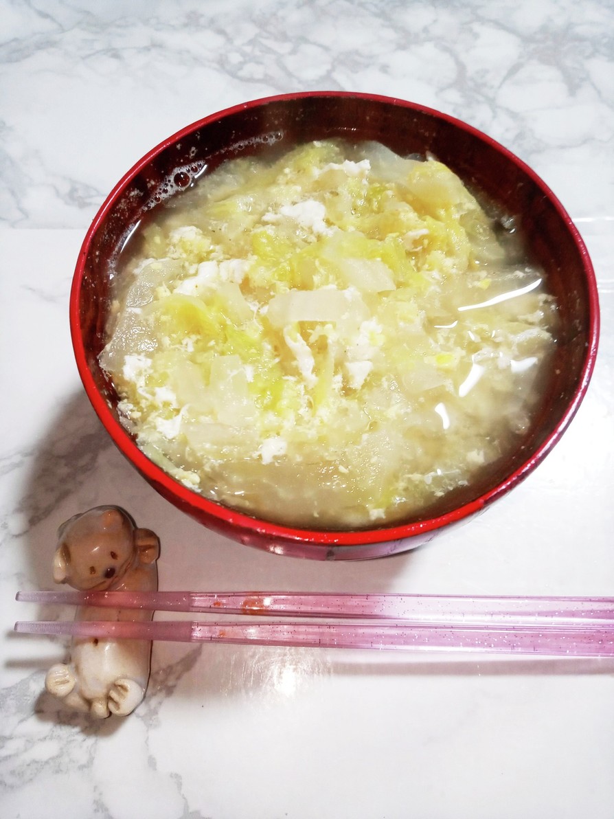 白菜と散らし玉子のお味噌汁♡の画像
