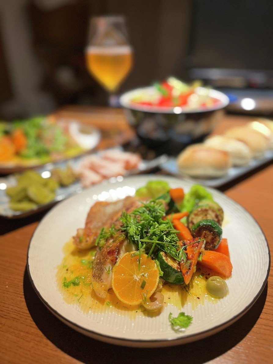 みかんソースのフレンチ　鯛×野菜の画像