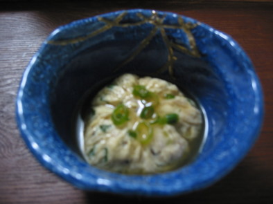豆腐と鶏挽き肉の茶巾の写真