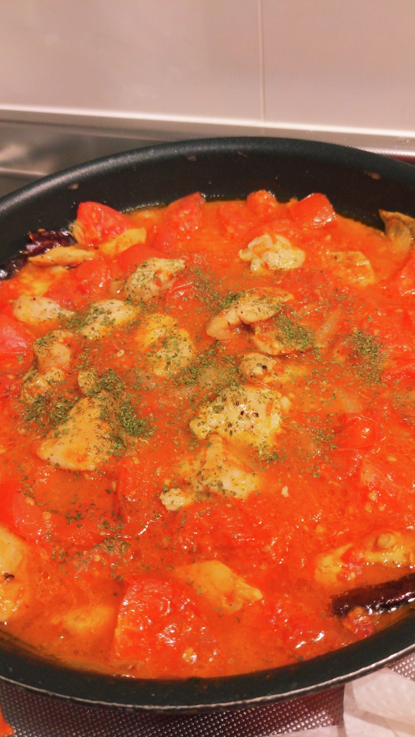 papaっと簡単ササミのトマト煮込みの画像