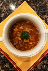 牛挽肉とレンズ豆のスープ