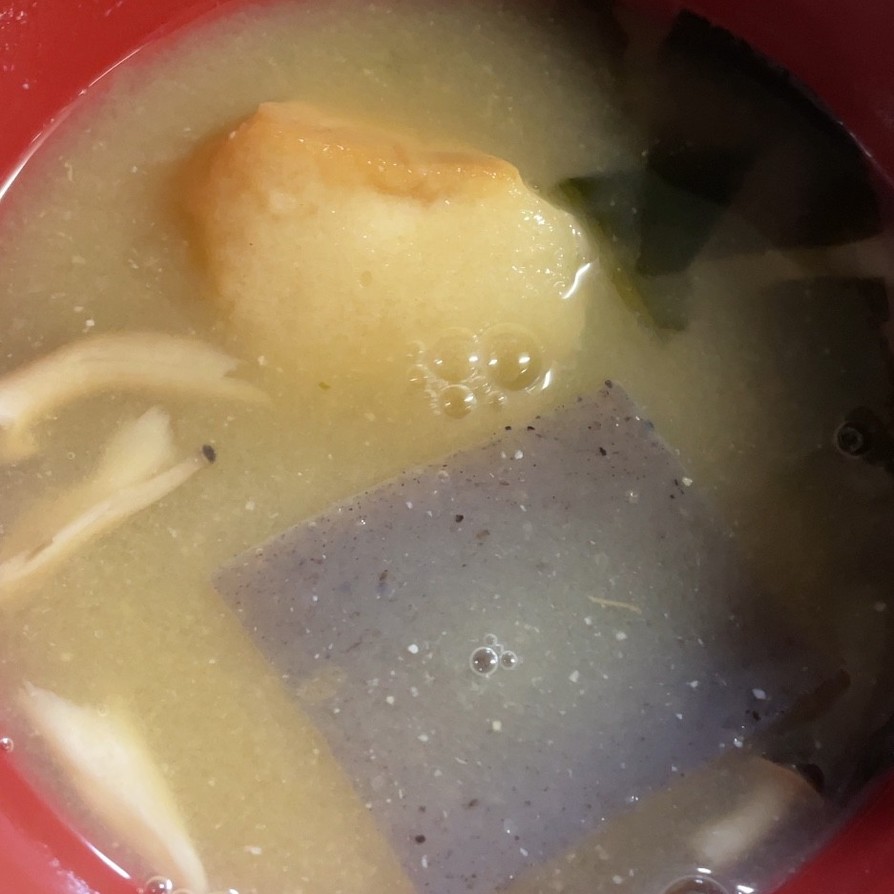 大豆のゆで汁でお味噌汁の画像